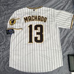 Manny Machado Jersey San Diego Padres White Pinstripe #13 Stitched Medium & XL
