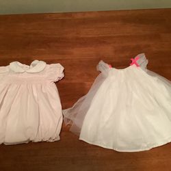 Girls 6 Months White Dress With Netting Overlay Baby Bgosh And Petit Ami Smocking Outfit Light Pink