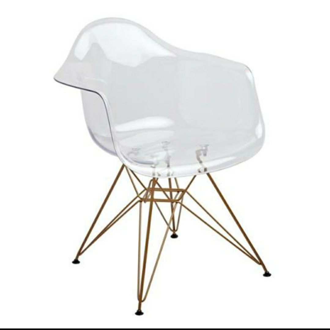 4 Clear Armchairs with gold legs