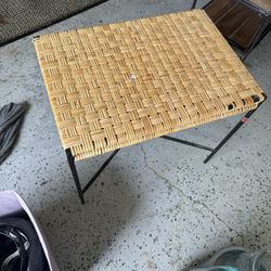 $25 One Beige Woven Ottoman,End-Tabol,Nightstand W/Black Metal Legs