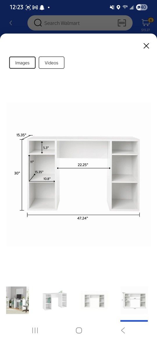 Mainstays 4-Cube Storage Desk, White Grain