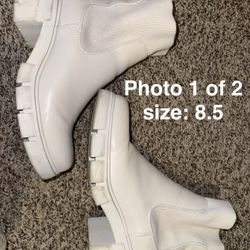 Women’s White Ankle Boots – Size 8.5