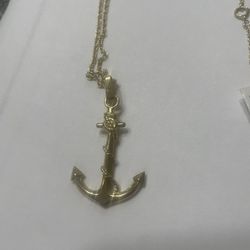 Gold Anchor 10k Chain Pendant