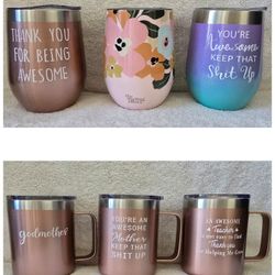 Stainless Steel Tumbler Mug Cup, Teacher, Mother, Friend, Godmother