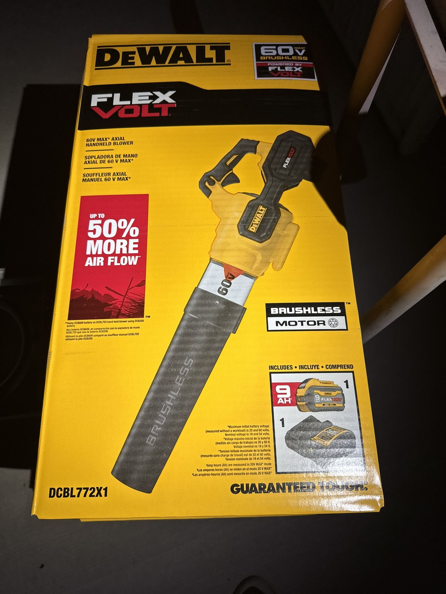 FLEXVOLT 60V MAX 125 MPH 600 CFM Brushless Cordless Battery Powered Blower Kit with (1) FLEXVOLT 3 Ah Battery & Charger