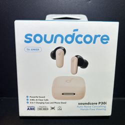 Soundcore P30i by Anker Noise Cancelling Earbuds, Strong and Smart Noise Cancelling, Powerful Bass, 45H Playtime, 2-in-1 Case and Phone Stand, IP54, W