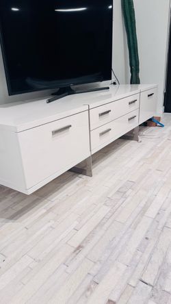 Modern White TV Stand / Media Console