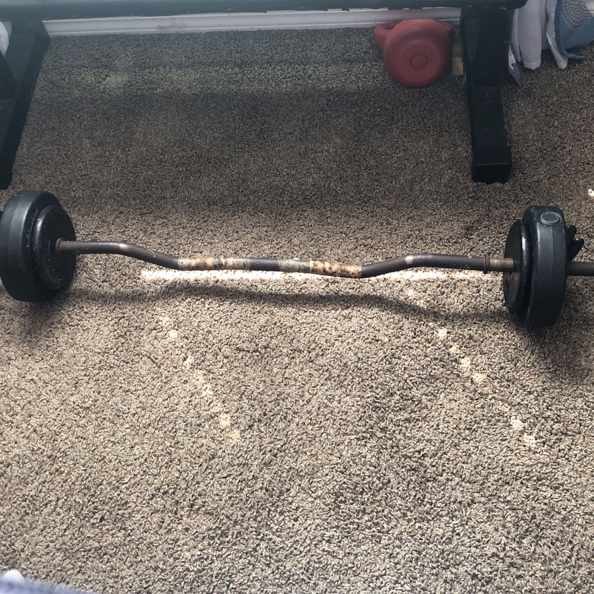 Curl Bar With Weights And Clips