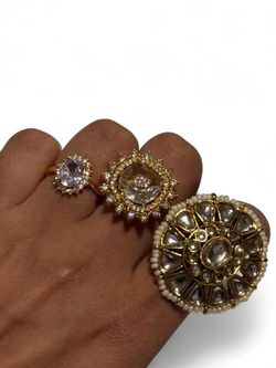 New | Set of 3 Indian Gold Adjustable Rings