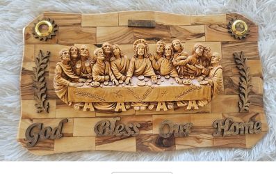 Olive Wood Last Supper Plaque God Bless Our Home Jerusalem Holy Land + Frankincense
Placa Madera de Olivo Última Cena Dios Bendiga Nuestro Hogar Jeru