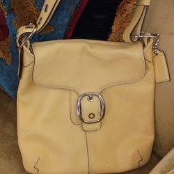 Yellow COACH Leather Satchel