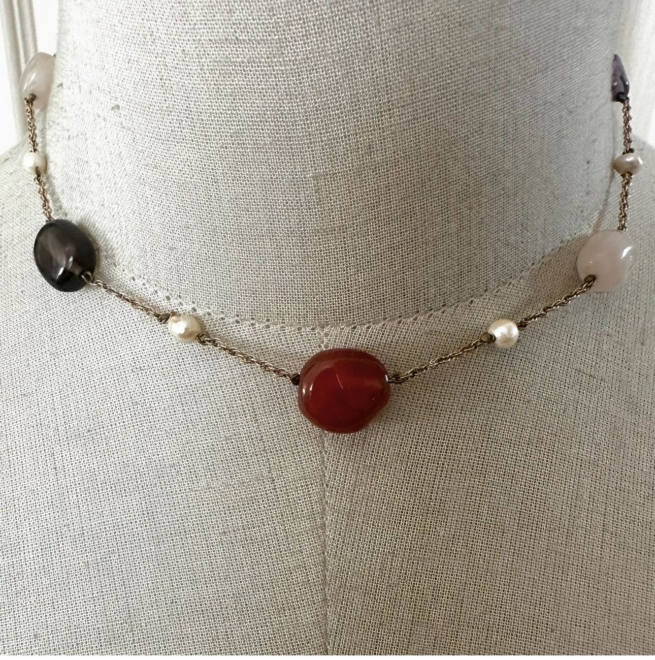 Gold Filled Natural Stone Choker Necklace