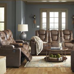 Owner's Box Thyme Power Reclining Living Room Set with Adjustable Headrest &Couch & Living room set