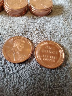 1 OZ COPPER ROUND  PENNY DESIGN
