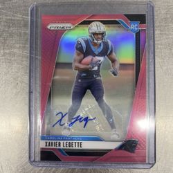 2024 Prizm Football  Xavier Legette RC Pink Prizm Auto #398  Carolina Panthers