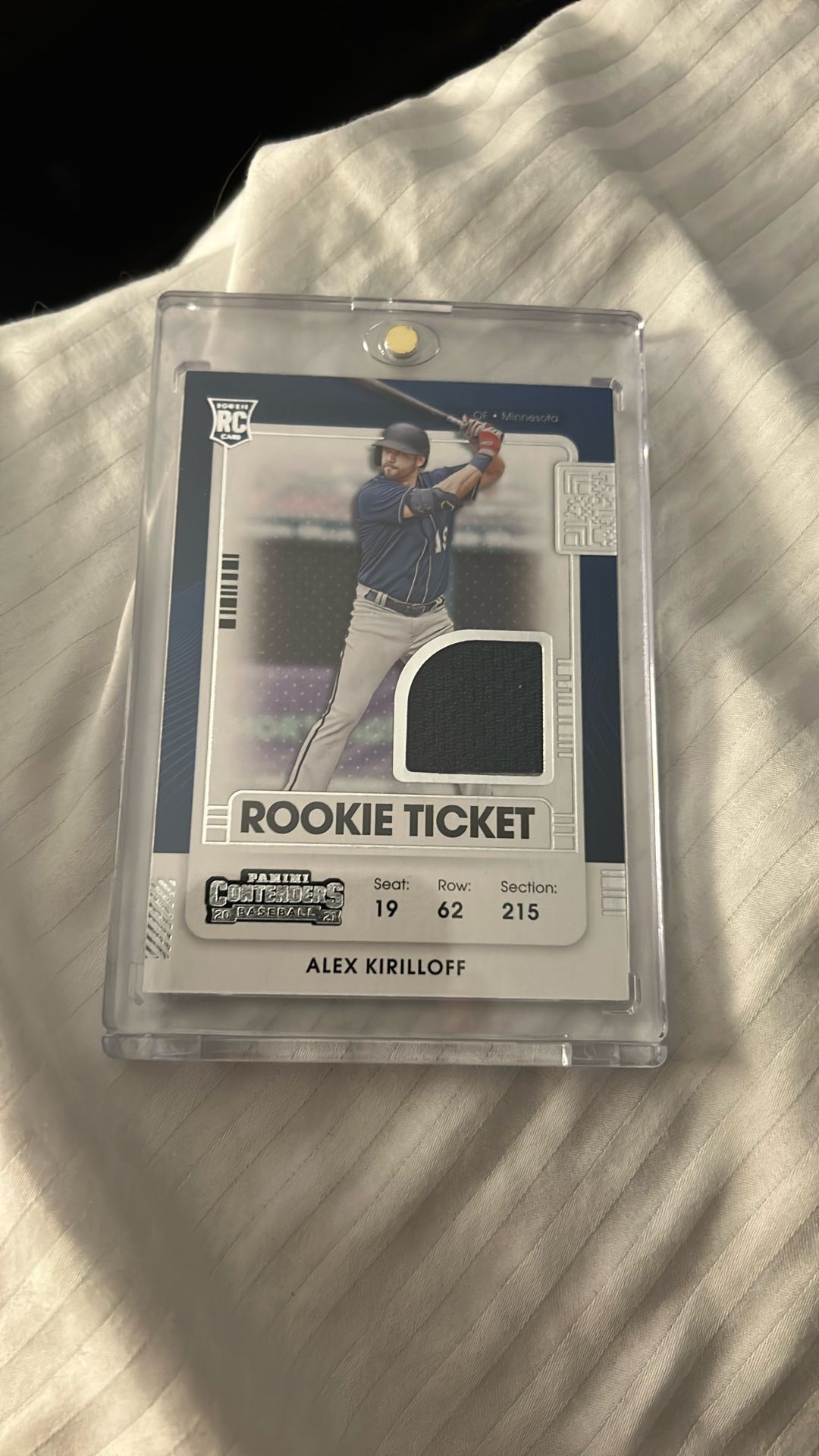 2021 Alex Kirilloff Rookie Ticket Game Worn Patch