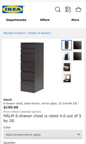 Ikea Malm 6 Drawer Chest With Mirror Lingerie Dresser For Sale In