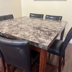 Granite And Wood High Top Kitchen Table