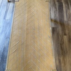 Herringbone Wood Coffee Tables with Metal Corner Accents