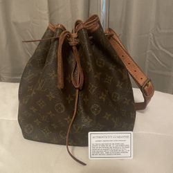 AUTHENTIC Louis Vuitton Petit Noe Bag 