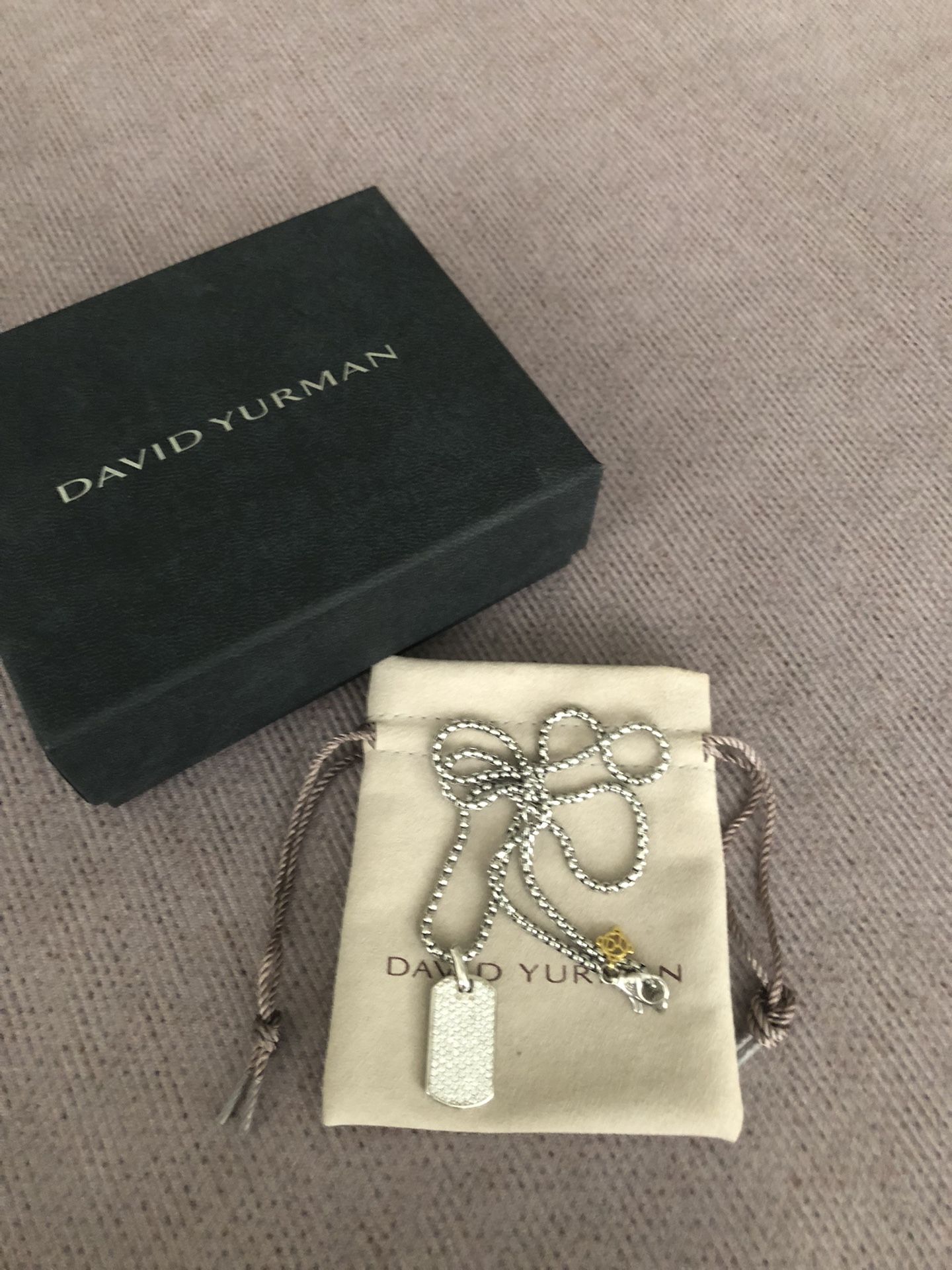 David Yurman white dog tag pendant