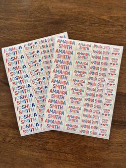 Back To School Custom Name Label Stickers 