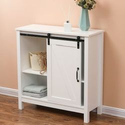 White Freestanding Linen Cabinet