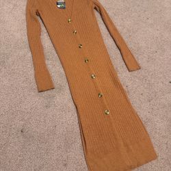 New small forever 21 ribbed long sleeve sweater dress button bodycon y2k 90s