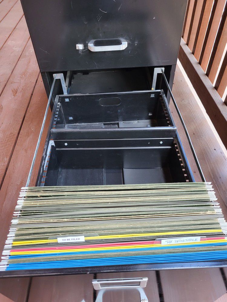 Black, Metal Legal Size File Cabinet