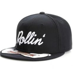 "Rollin" Flat Brim Snapback Hat. 