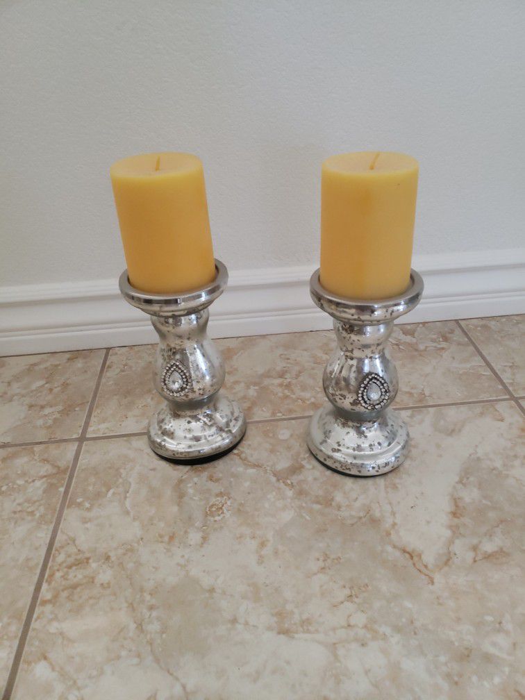 Candles 🕯 With Silver And Stone Holders