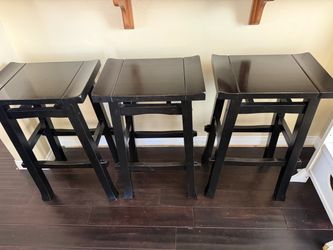 World Market Black Wood Counter Stools – Set of 3