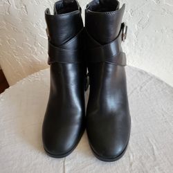 Nine West Black Leather Mid Calf Boot