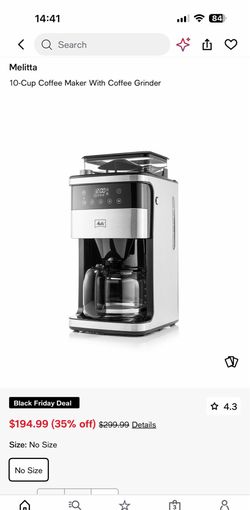Melitta 10-Band Coffee Maker with Coffee Grinder