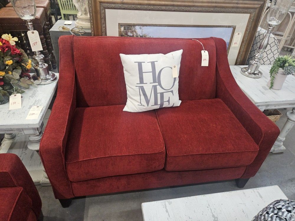 Red Loveseat We are located at 2811 East Bell road. Another Time Around Furniture.