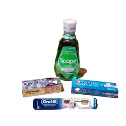 1 SCOPE 1 CREST PRO HEALTH  1 CREST 3D WHITE TOOTHPASTE  1 ORAL B TOOTH BRUSH NEW  $25.00