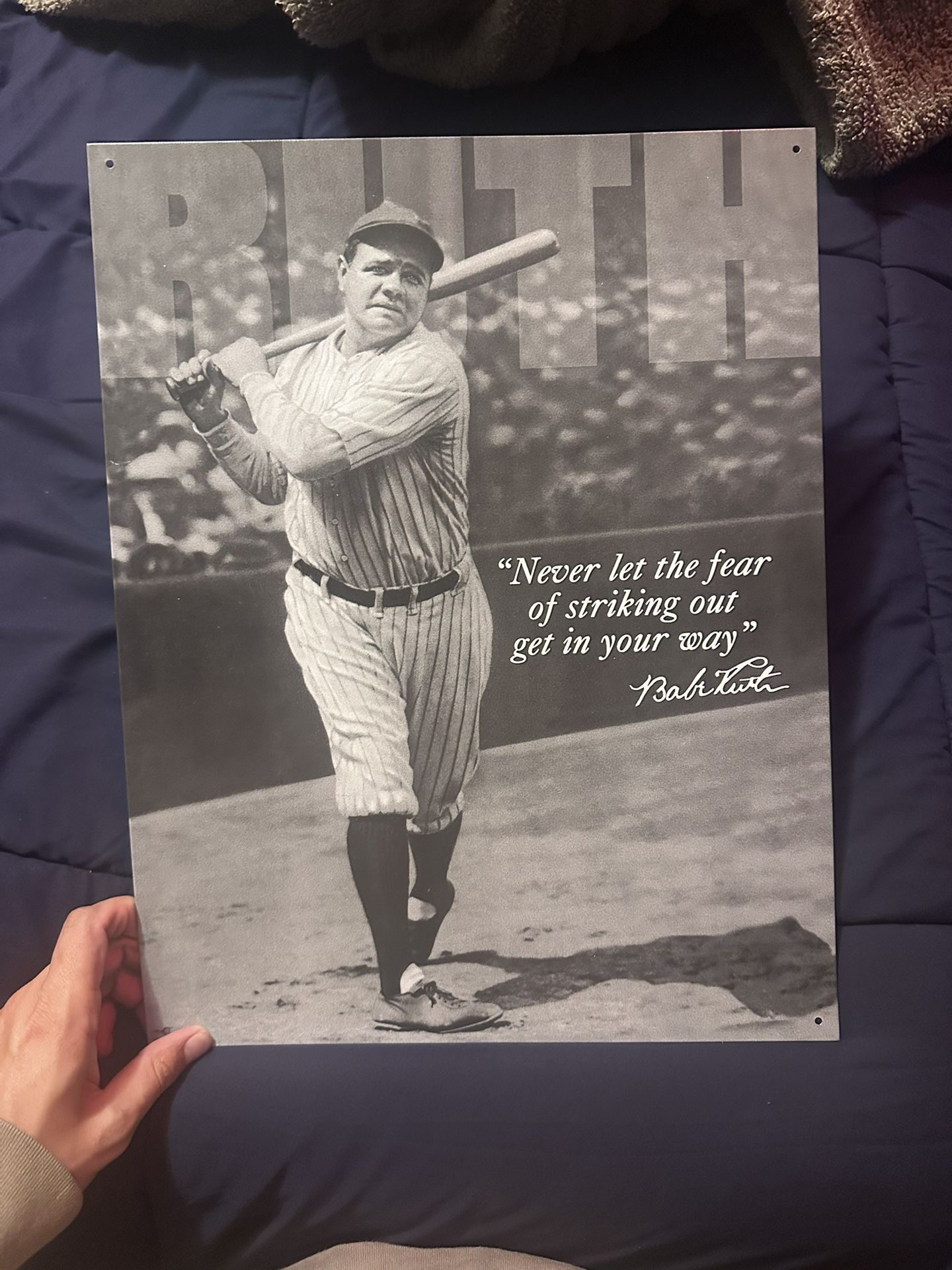 Inspirational Babe Ruth Tin Metal Poster