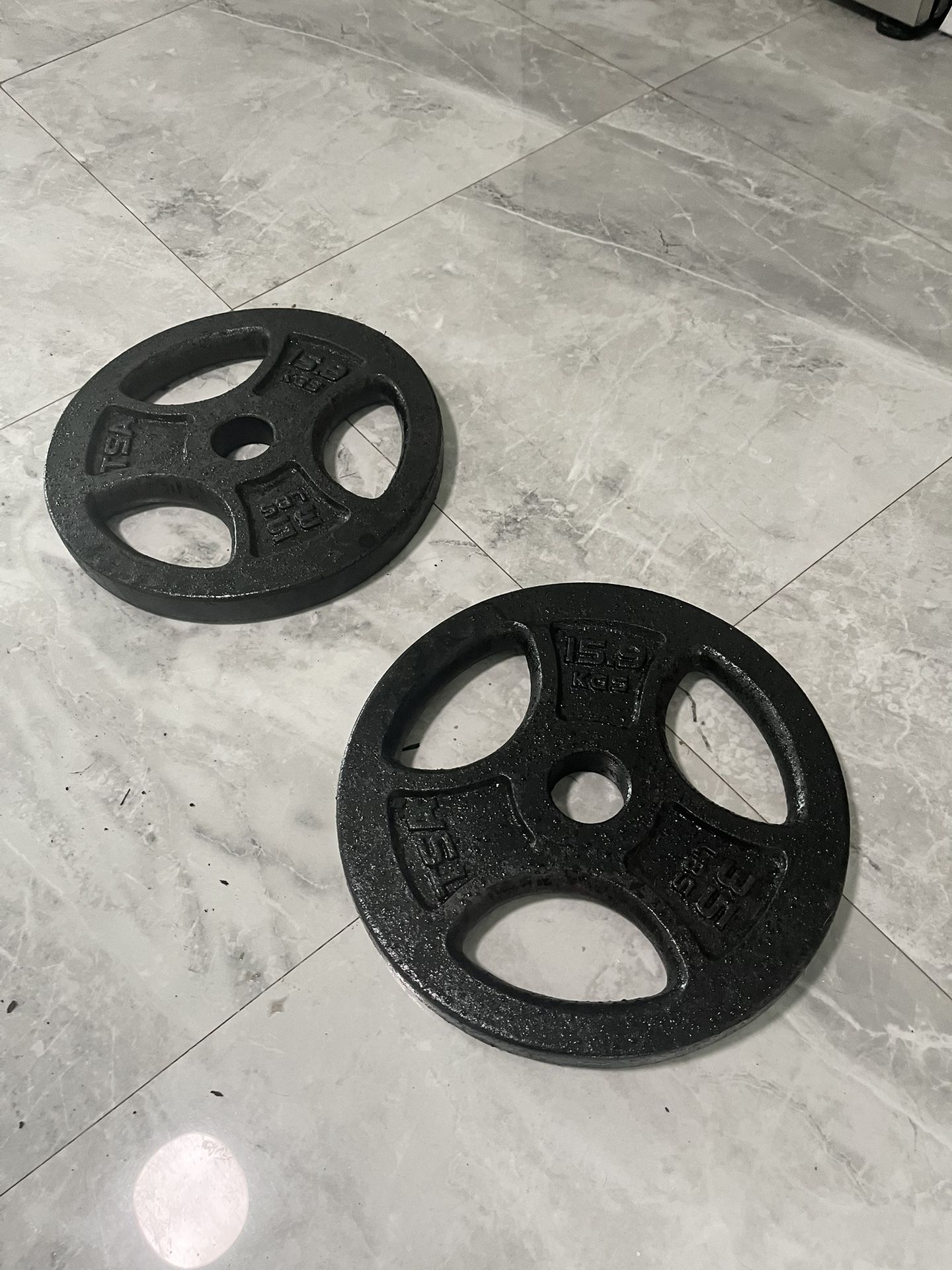 Pair Of 35lb Olympic Weights Plates Total 70lb