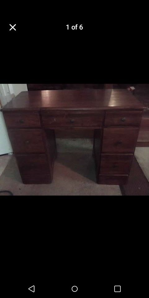 Vintage Heavy Duty Mahogany Wood Desk