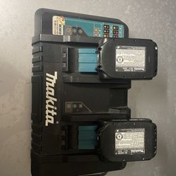 Makita Double Charger with 2  2.0Amp Batteries 