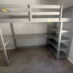 It Is a Twin Size Bunk Bed, Grey Color