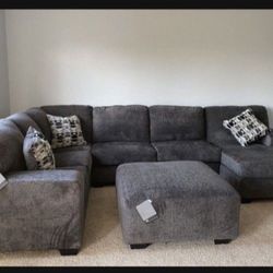 Dark Slate/ Light Platinum Huge Comfy Modern Sectional With Chaise✅ Sofa/ Couch Living Room Set 💥 