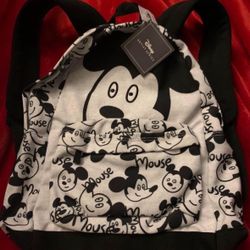 Black And White Mickey Mouse School Size Backpack -Artist Series 