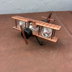 Reusable Wine Plane Bar Aircraft Wood Whiskey Decanters Set,Wooden Structure Whiskey Bottle Dispenser And 2 World Map Glasses For Liquor, Scotch