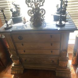 Vintage Unique Marble Top Cabinet 