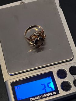 Estate Smokey Quartz 14k yellow gold floral band ring 3.5 grams size 6.5 sizable