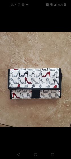 High Heel Print Fabric Wallet Clutch