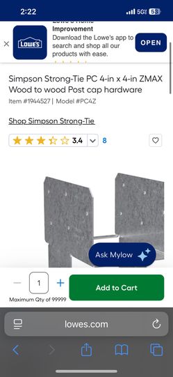 Simpson Strong-Tie PC 4-in x 4-in ZMAX Wood to wood Post cap hardware