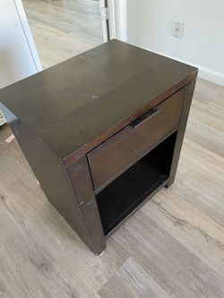 Modern Dark Brown Nightstand with Drawer