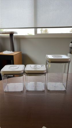 OXO Pop containers 2x 2.4qt and 1x 4qt